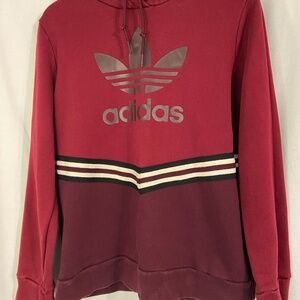 Adidas Hoodie Maroon Dark Red Tricolor Stripe Originals Adibreak Womens Large